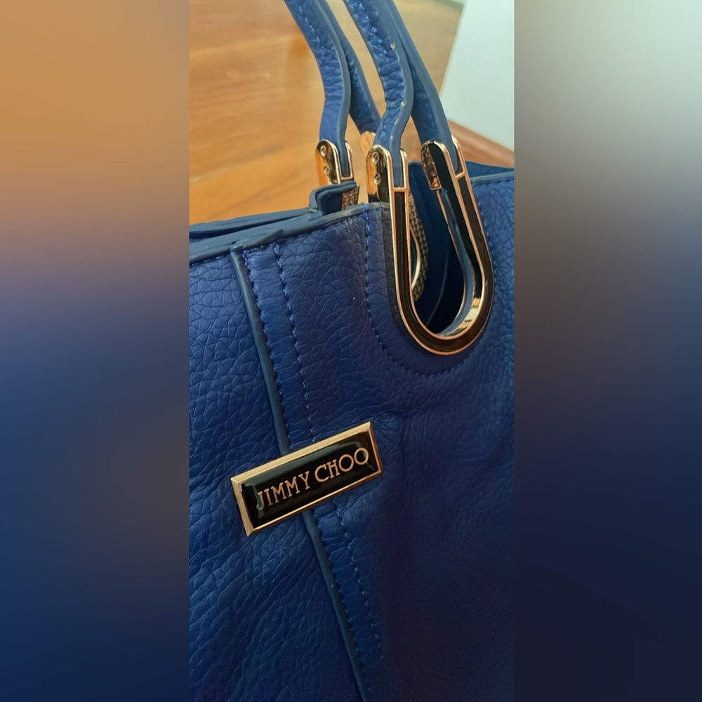 Jimmy Choo Blue Handbag with Gold Accents